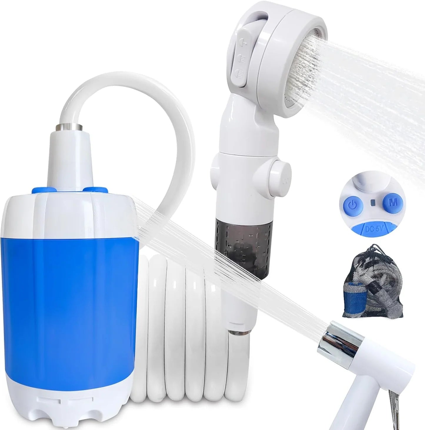 دُش محمول مع مضخة كهربائية – استحمام في أي مكان بسهولة